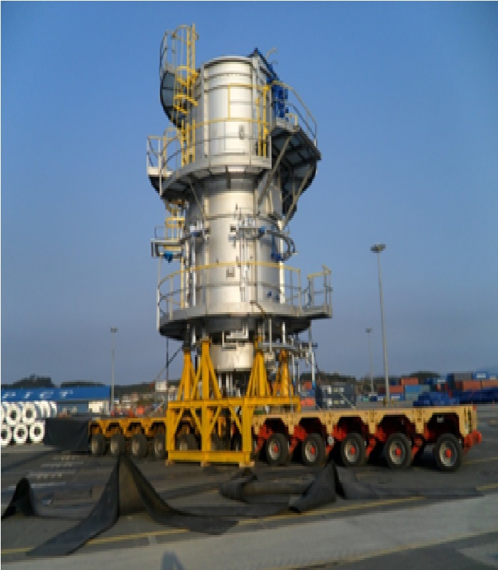 Fabricated plant equipment prepared for delivery